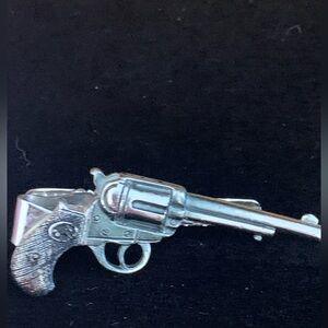 Vintage Arcon Gun Tie Clip Silver Tone Novelty Revolver Tie Bar 2”